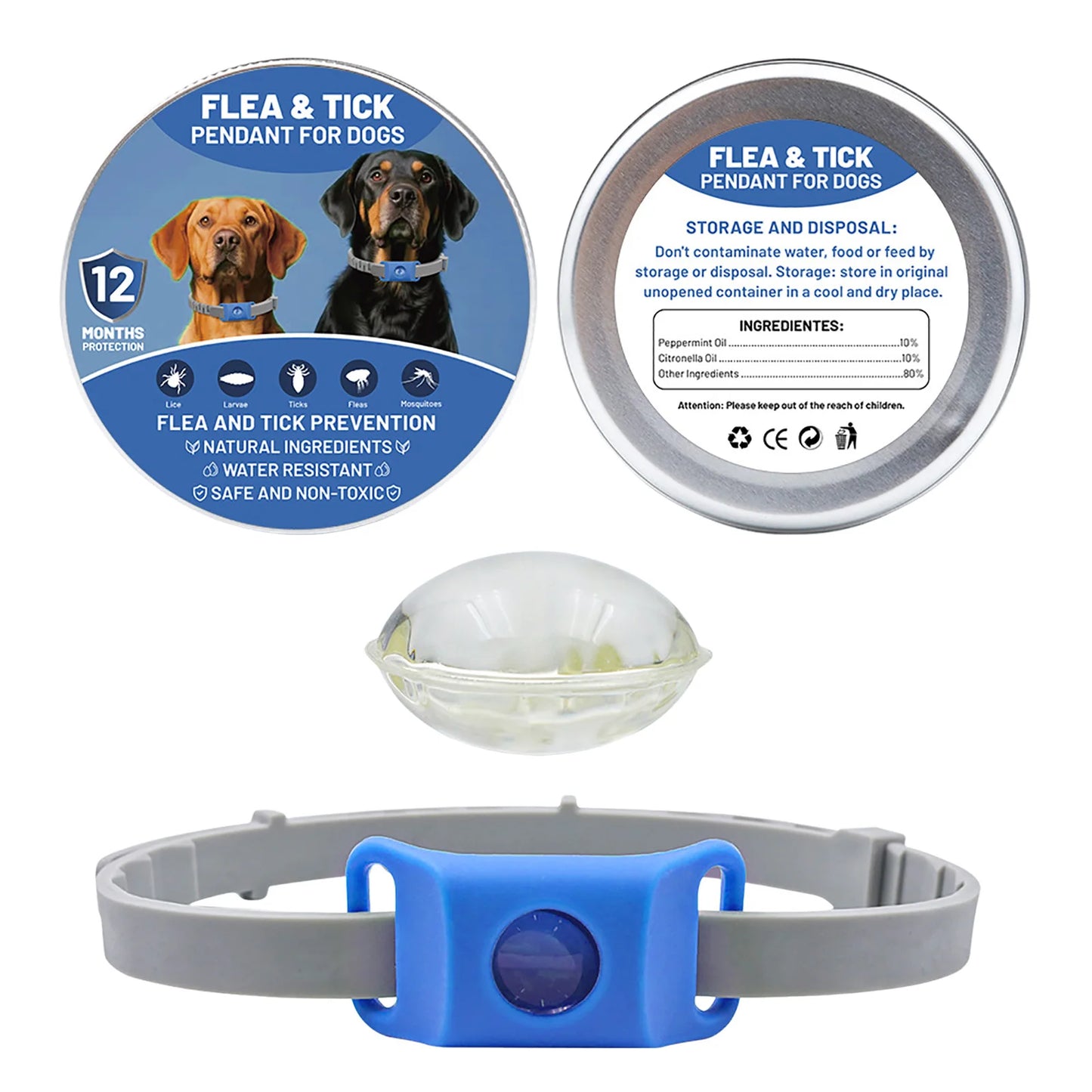 Pendant Flea and Tick Pendant for Dogs Natural Ingredients against and Ticks. (Green One Size Fits All)