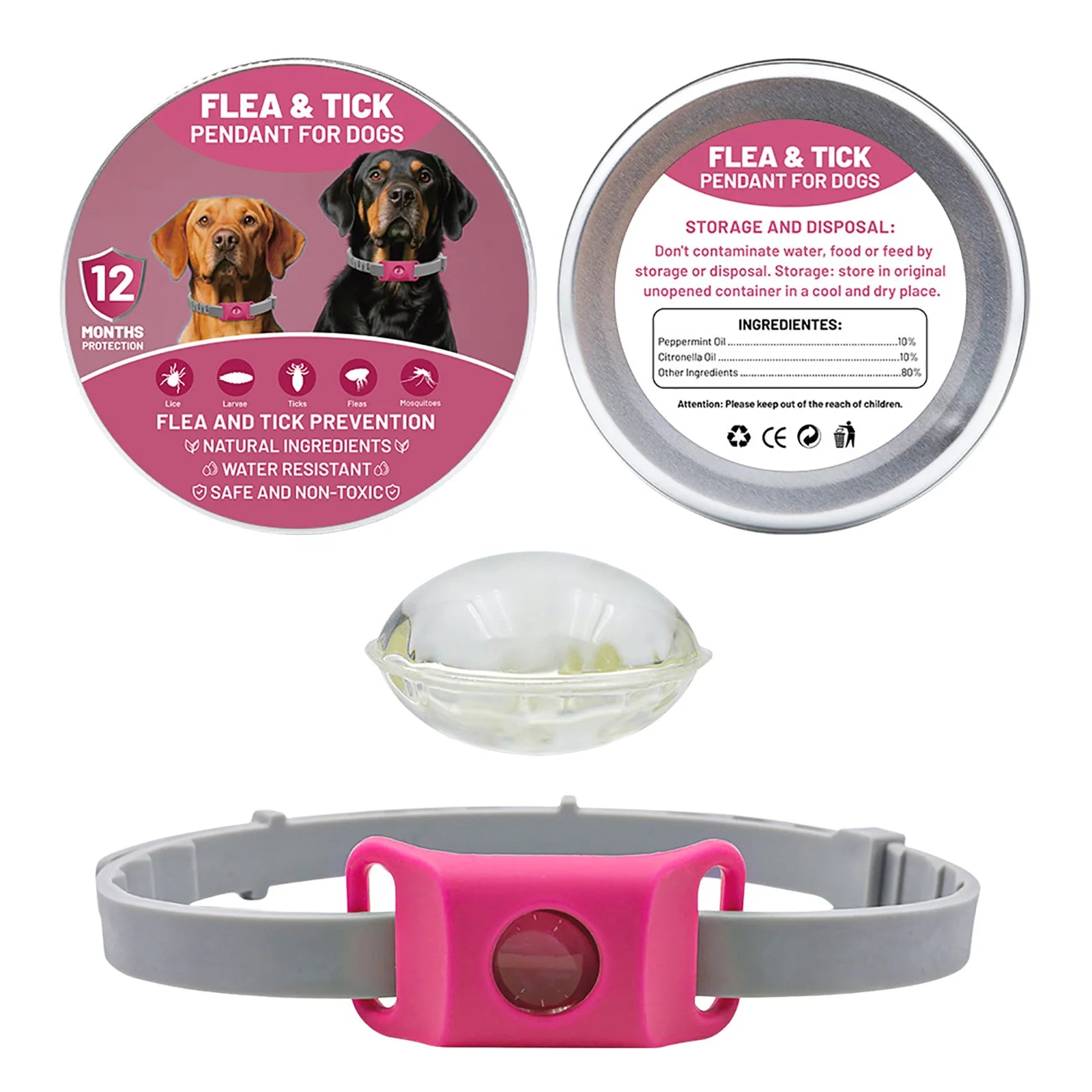 Pendant Flea and Tick Pendant for Dogs Natural Ingredients against and Ticks. (Green One Size Fits All)
